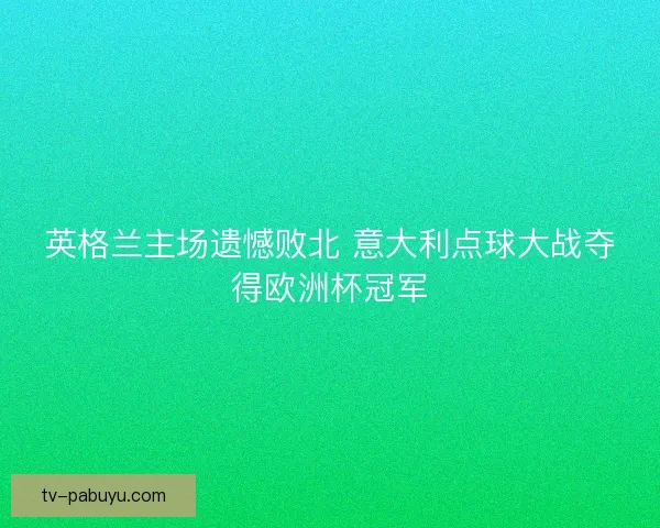 英格兰主场遗憾败北 意大利点球大战夺得欧洲杯冠军