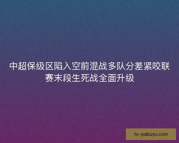 中超保级区陷入空前混战多队分差紧咬联赛末段生死战全面升级