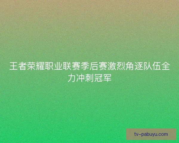 王者荣耀职业联赛季后赛激烈角逐队伍全力冲刺冠军 王者荣耀职业联赛季后赛激烈角逐队伍全力冲刺冠军