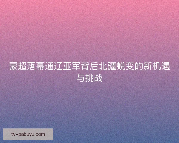 蒙超落幕通辽亚军背后北疆蜕变的新机遇与挑战